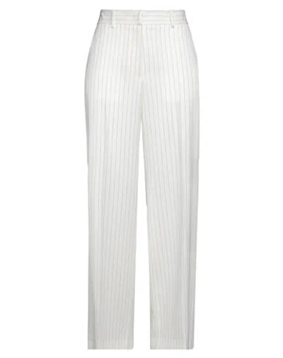 Msgm Woman Pants White Size 8 Virgin Wool, Polyester
