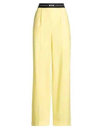 Msgm Woman Pants Yellow Size 6 Virgin Wool, Elastane