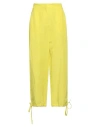 Msgm Woman Pants Yellow Size 6 Viscose, Linen