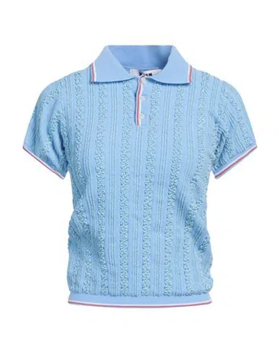 Msgm Ribbed Polo Top In Blue