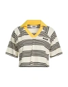 Msgm Woman Polo Shirt White Size L Cotton In Multi