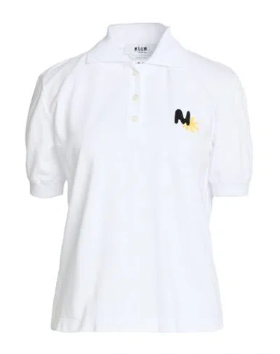 Msgm Woman Polo Shirt White Size S Cotton