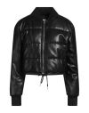 Msgm Quilted Faux Leather Jacket In Black