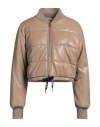 Msgm Woman Puffer Sand Size 6 Polyester In Beige