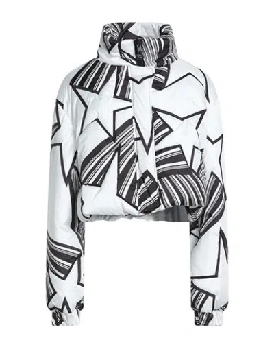 Msgm Woman Puffer White Size 6 Polyester In Multi
