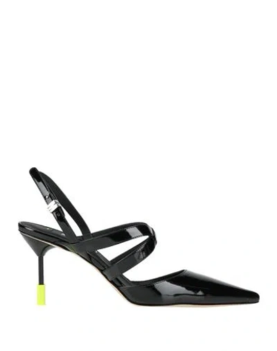 Msgm Woman Pumps Black Size 6 Textile Fibers