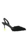 Msgm Woman Pumps Black Size 7 Textile Fibers, Leather