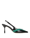 Msgm Woman Pumps Black Size 8 Leather, Textile Fibers In Black