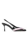 Msgm Woman Pumps Black Size 8 Leather, Textile Fibers In Black