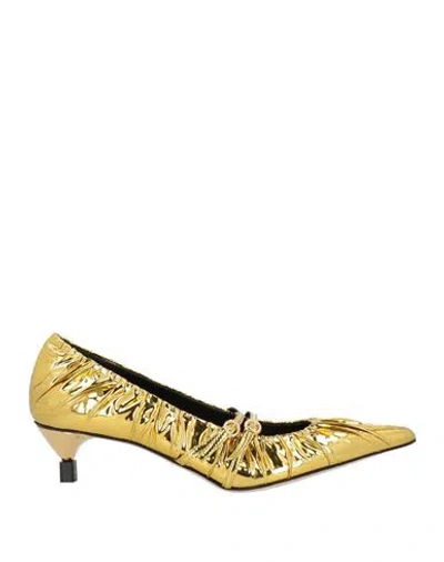 Msgm Woman Pumps Gold Size 10 Technical Fibers