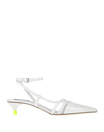 Msgm Woman Pumps White Size 6 Leather