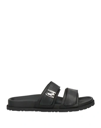 Msgm Woman Sandals Black Size 10 Leather