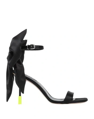 Msgm Woman Sandals Black Size 7 Textile Fibers