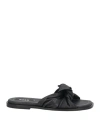 Msgm Woman Sandals Black Size 7 Leather