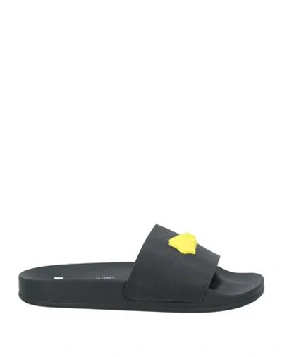 Msgm Woman Sandals Black Size 7 Textile Fibers