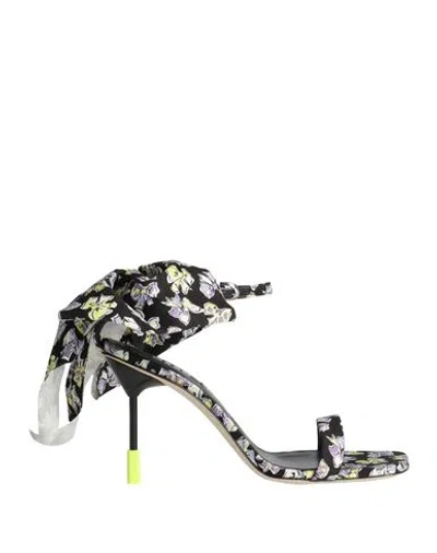 Msgm Woman Sandals Black Size 7 Textile Fibers