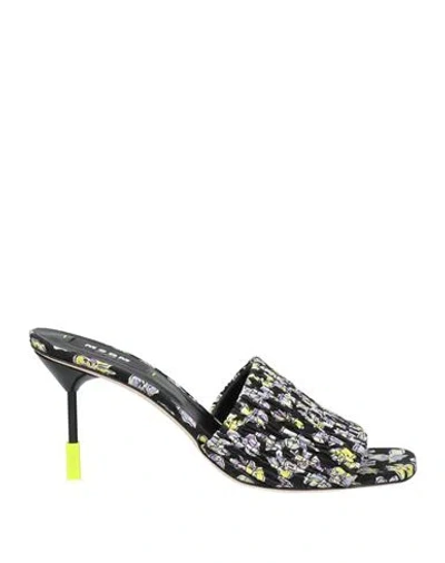 Msgm Woman Sandals Black Size 7 Textile Fibers