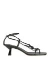 Msgm Woman Sandals Black Size 8 Leather In Black