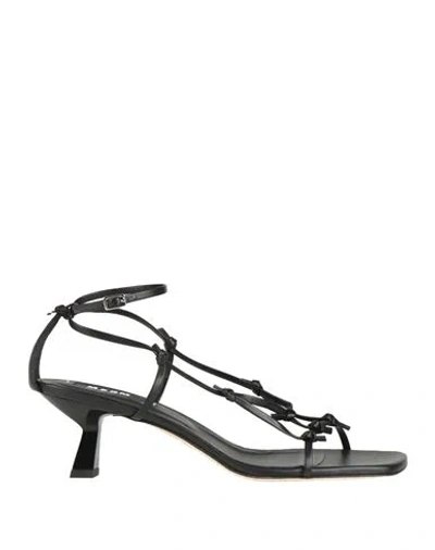 Msgm Woman Sandals Black Size 8 Leather