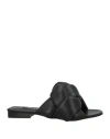 Msgm Woman Sandals Black Size 6 Soft Leather In Black