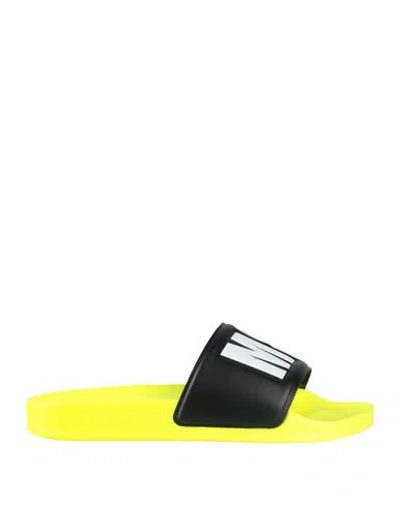 Msgm Woman Sandals Black Size 8 Textile Fibers In Giallo Vivaci