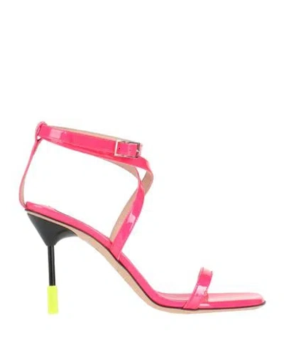 Msgm Woman Sandals Fuchsia Size 10 Leather In Pink
