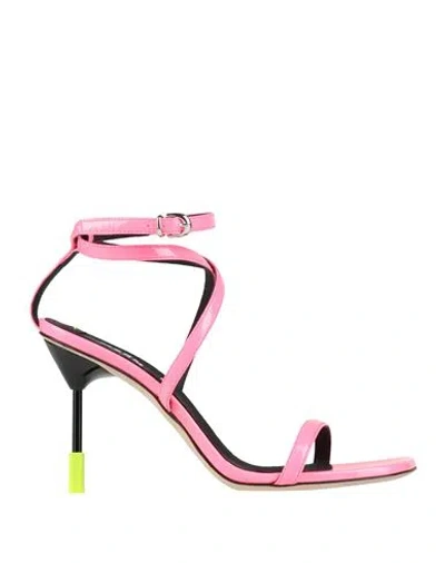 Msgm Woman Sandals Fuchsia Size 8 Synthetisches Material In Pink