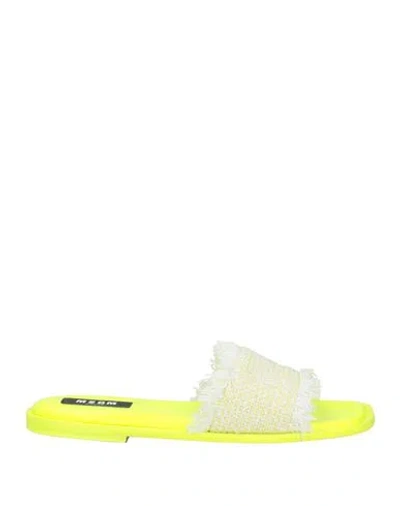 Msgm Woman Sandals Lime Green Size 8 Textile Fibers