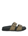 Msgm Woman Sandals Military Green Size 8 Textile Fibers In Green
