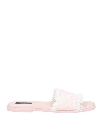 Msgm Woman Sandals Pink Size 5 Textile Fibers