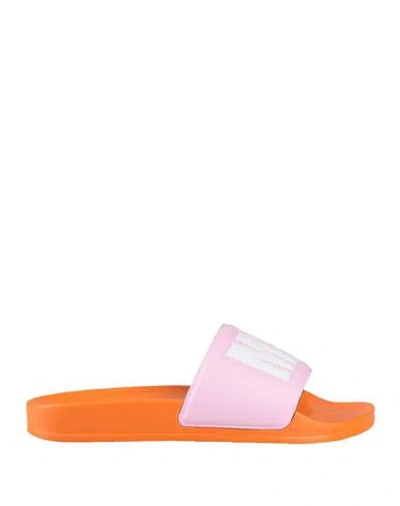 Msgm Woman Sandals Pink Size 7 Textile Fibers