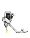 Msgm Woman Sandals Silver Size 6 Textile Fibers In Silver