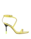 Msgm Woman Sandals Yellow Size 11 Leather