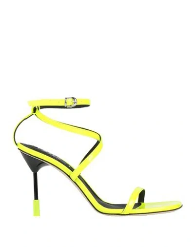 Msgm Woman Sandals Yellow Size 11 Synthetisches Material