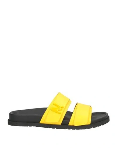 Msgm Woman Sandals Yellow Size 7 Leather