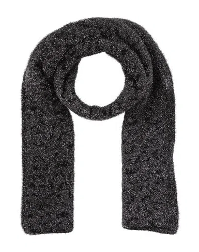 Msgm Woman Scarf Steel Grey Size - Polyimide, Metallic Polyester, Elastane In Black