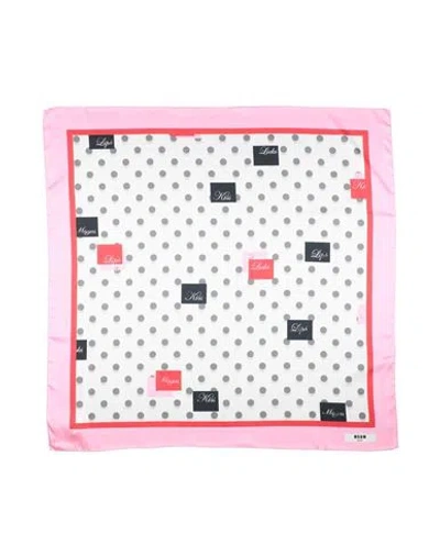 Msgm Woman Scarf White Size - Polyester In Pink