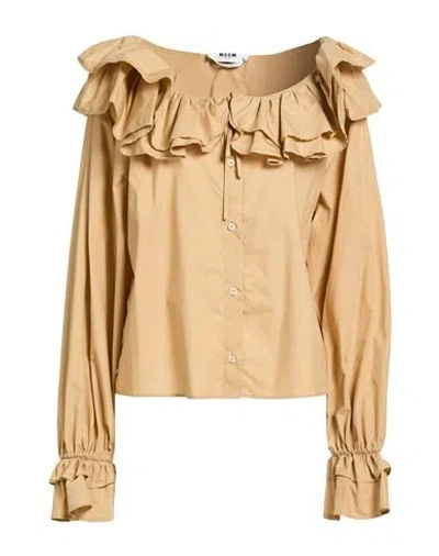 Msgm Woman Shirt Beige Size 4 Cotton In Brown