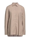 Msgm Woman Shirt Beige Size 8 Cotton In Beige