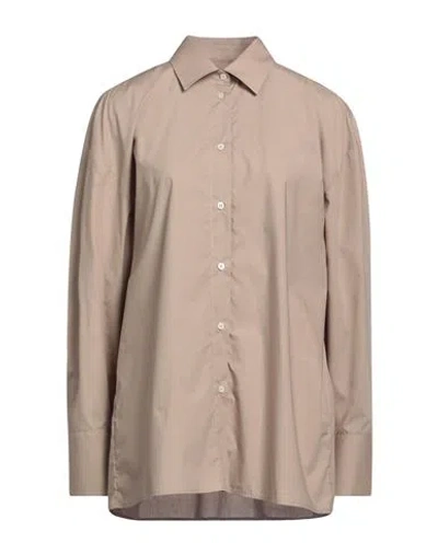 Msgm Woman Shirt Beige Size 8 Cotton