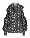 Msgm Woman Shirt Black Size 10 Polyester In Multi