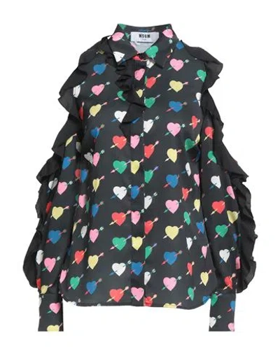 Msgm Woman Shirt Black Size 10 Polyester