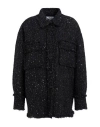 Msgm Black Shirt With All-over Multicolor Sequins In Heavy Fabric Woman In Black