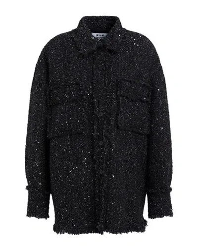 MSGM MSGM WOMAN SHIRT BLACK SIZE 10 POLYESTER, COTTON, ACRYLIC, WOOL, POLYAMIDE