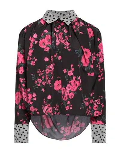 Msgm Woman Shirt Black Size 4 Polyester In Multi