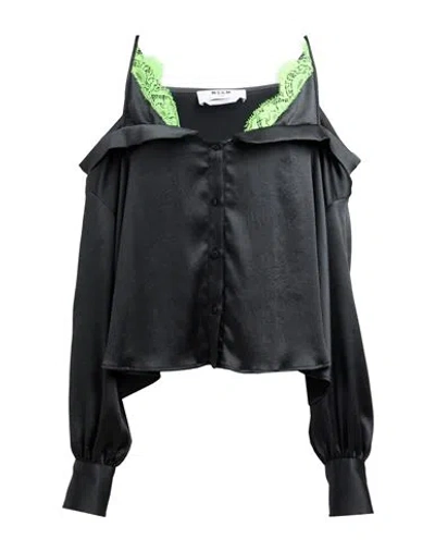 Msgm Woman Shirt Black Size 4 Polyester, Recycled Polyester