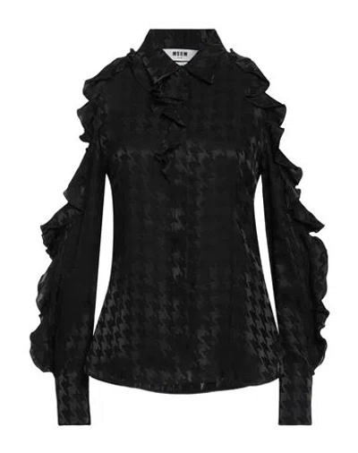 Msgm Woman Shirt Black Size 6 Acetate, Viscose In Black