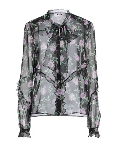 Msgm Woman Shirt Black Size 8 Polyester