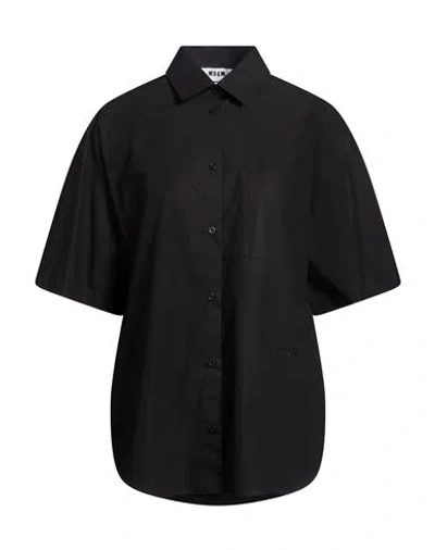 Msgm Woman Shirt Black Size 8 Cotton