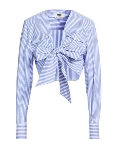 Msgm Woman Shirt Blue Size 4 Cotton